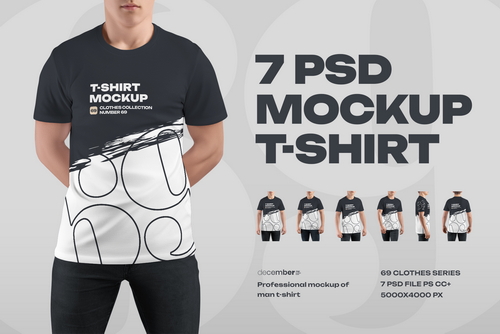 7 Mockups Man T-Shirt