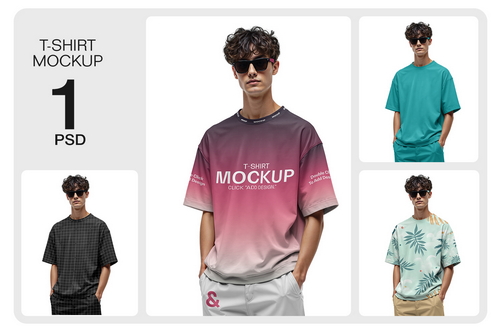 Oversized Stylish T-Shirt PSD Mockup