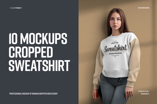 10 Mockups Crop Top Woman Sweatshirt
