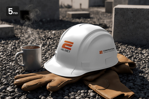 Modern Construction Helmet Mockup