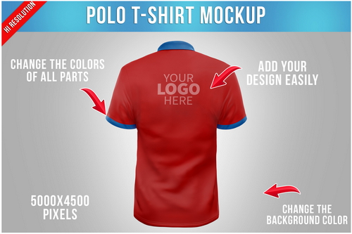 Polo T-shirt Mockup - Back View