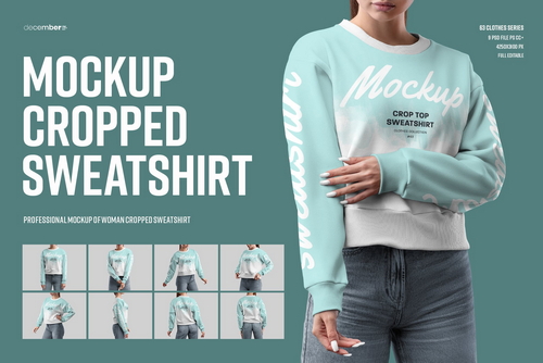 Crop Top Woman Sweatshirt Mockups
