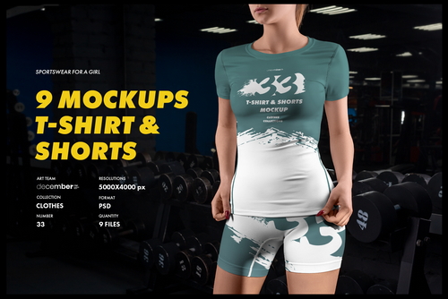 9 Sports T-Shirts and Shorts Mockups