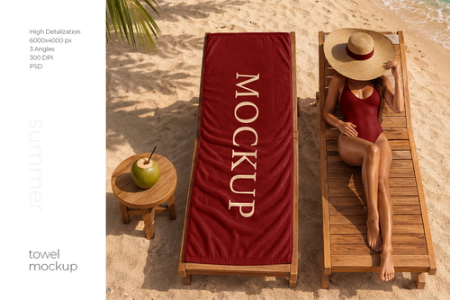 Summer Beach Towel Mockup Set