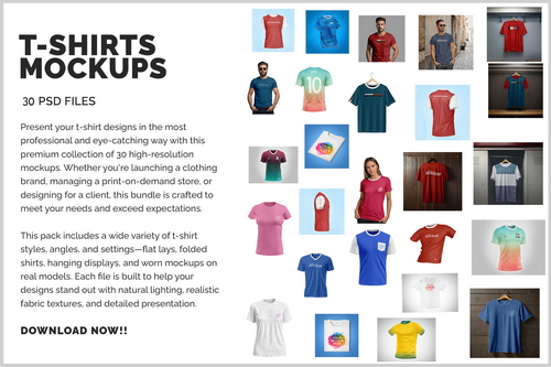 30 T-Shirt Mockups &ndash; Realistic Apparel Templates for Clothing Brands & Print-on-Demand