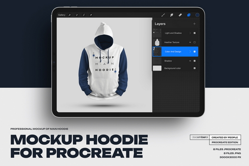 8 Mockups Man Hoodie for Procreate