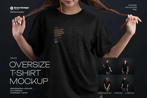 5 Mockups Woman Oversize T-Shirt. vol.02
