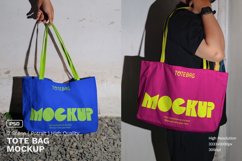 Realistic Scene Tote Bag Mockup - VOL 1