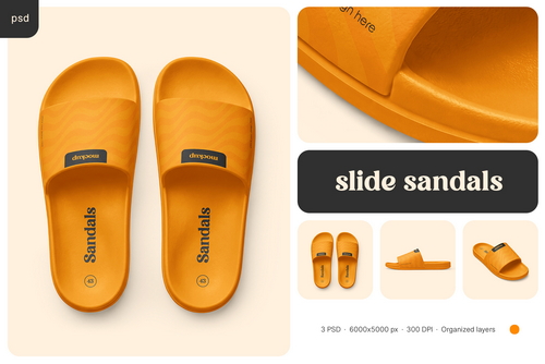 Rubber Slide Sandals Mockup Set