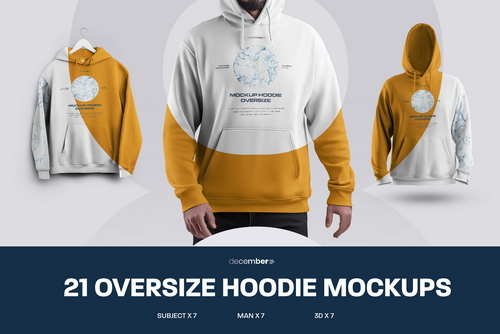 21 Mockups Oversize Hoodie. 3 Different Style