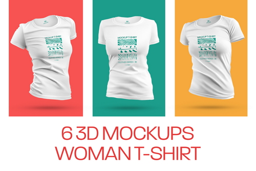 6 3D Mockups Woman T-Shirt