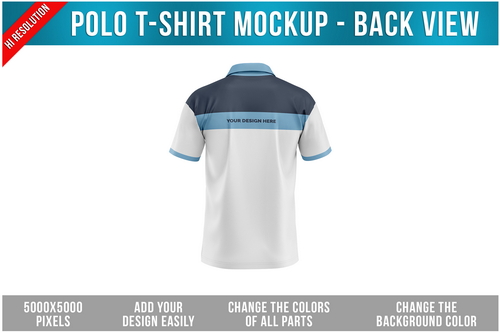 Polo T-Shirt Mockup - Back View