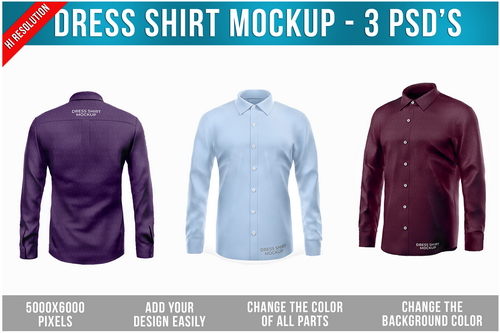 Dress Shirt Mockup - 3 View