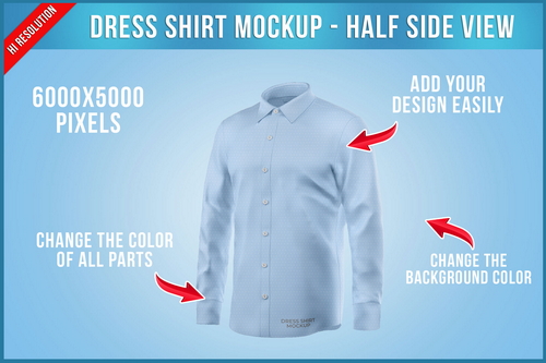 Dress Shirt Mockup - Half Side View