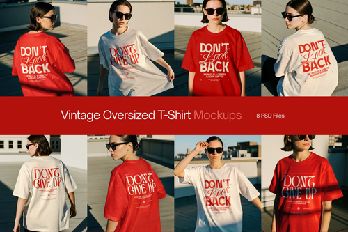 8 Vintage Oversized T-Shirt Mockups VOL. 01