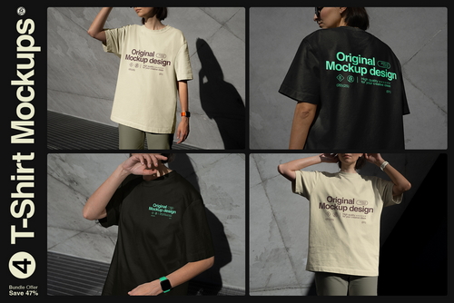 T-Shirt Mockup Bundle &ndash; 4 Scenes