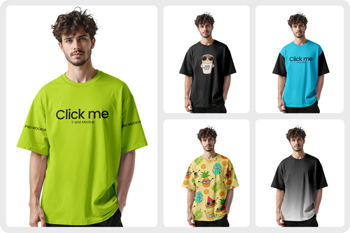 Crew Neck Oversized T-shirt Mockup