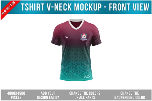 T-Shirt V-Neck Mockup - Front View