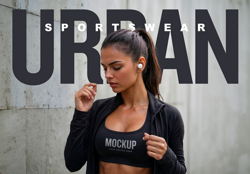 Sports Bra Mockup of Athletic Woman in Urban Settings