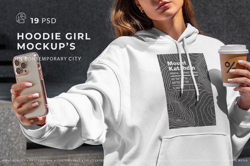 Hoodie Mockups Stylish Woman