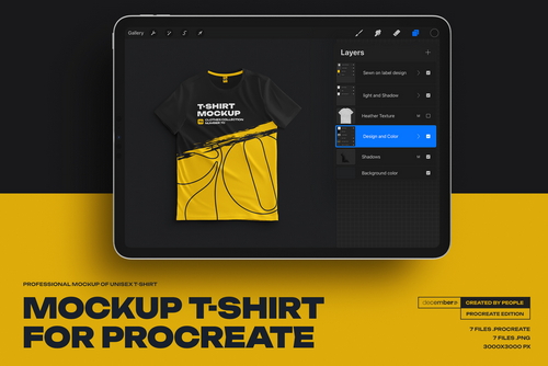 7 Mockups Classic Unisex T-Shirt for Procreate