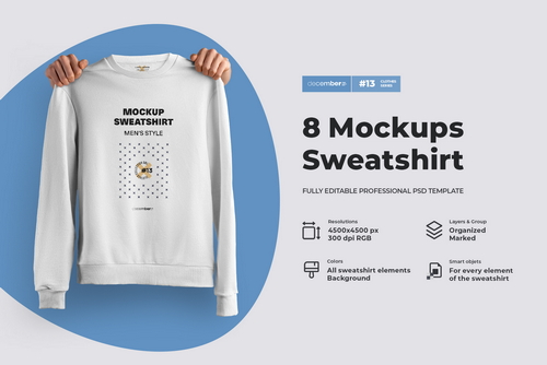 8 Mockups Isolated Mens Sweatshirt