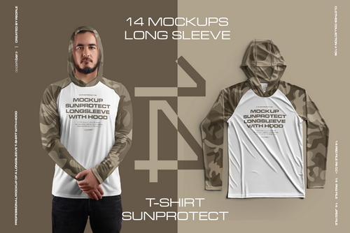 14 Men's Mockups Long Sleeve T-Shirt SunProtect