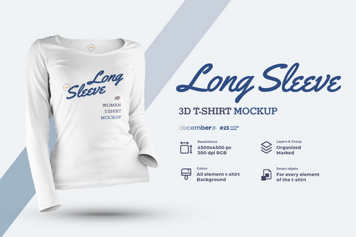 8 Longsleeve 3D T-Shirt Mockup