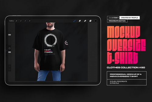 5 Mockups Oversize T-shirt for Procreate