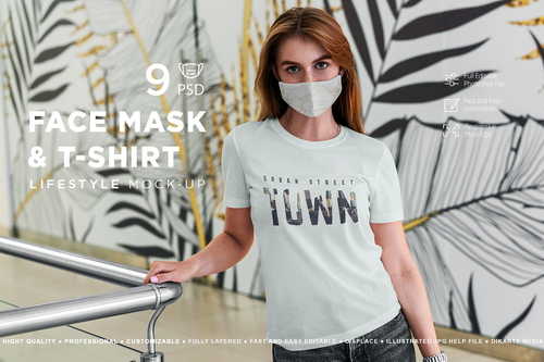 Face Mask & T-Shirt Mockup Lifestyle