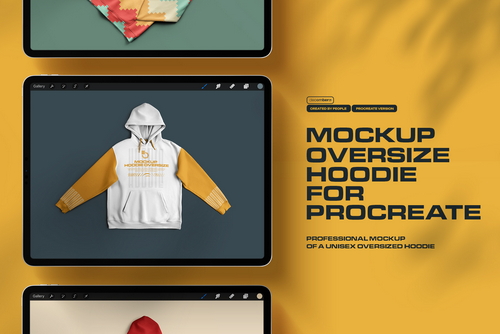4 Mockups Unisex Oversize Hoodie for Procreate