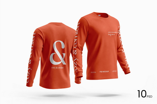High Quality Long Sleeve T-Shirt Mockup