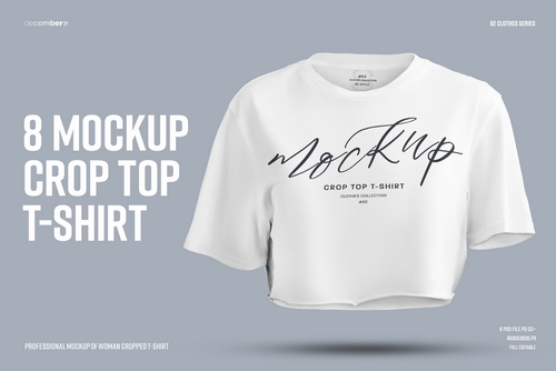 Mockups Crop Top T-shirt in 3D Style