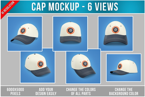 Cap Mockup - 6 Views