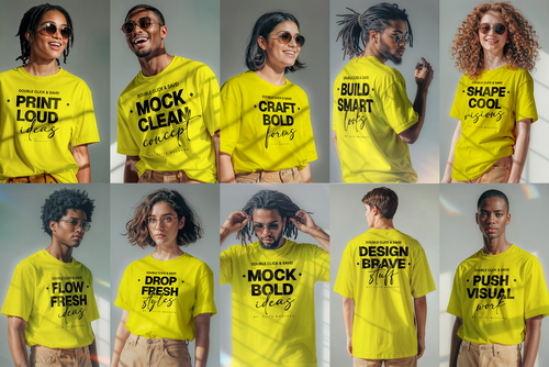T-Shirt Mockup Set &ndash; 10 Editable PSD