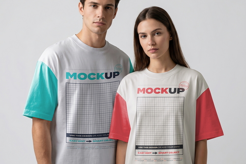 Man Woman Together Shirt Mockups