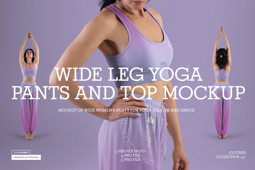 5 Wide Leg Pants Mockups and Top for Yoga and Pilates. vol.02