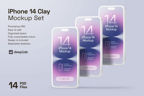 iPhone 14 Pro Clay Mockup Set