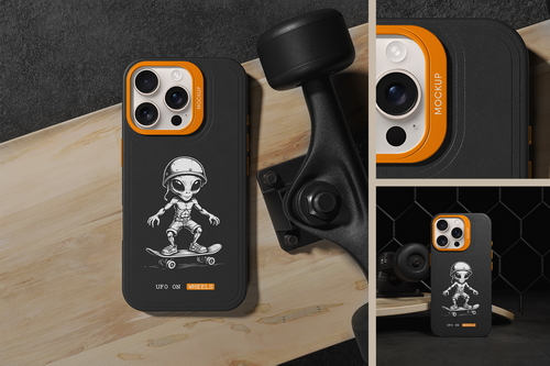 Phone Case Near Skateboard Mockup