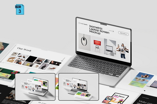 Isometric Laptop Screen Mockup