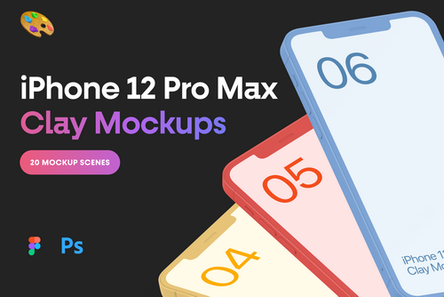 Clay iPhone 12 Pro Max Mockups