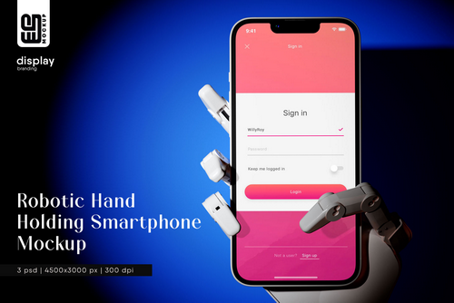 Robotic Hand Holding Smartphone Mockup