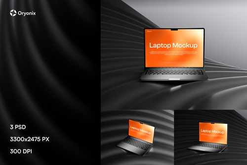 Dark Ripple Laptop Mockup Pack
