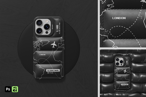 Padded Leather Phone Case Mockup
