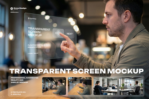 Futuristic Transparent Screen 5 Mockup. Generated AI