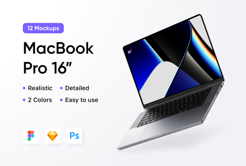 12 MacBook Pro 16" Mockups Scenes