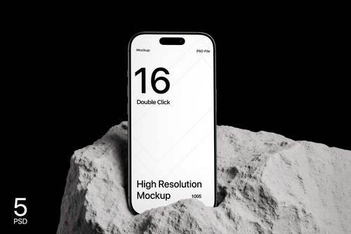 iPhone 16 Pro Max Mockup on Rock