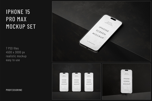 iPhone 15 Pro Max Mockup Set