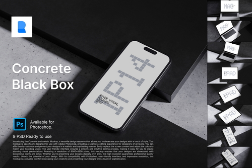 Device Mockup - Concrete Black Box Mockup Series