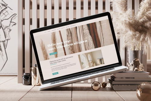 Laptop Display in Cozy Interior Mockup